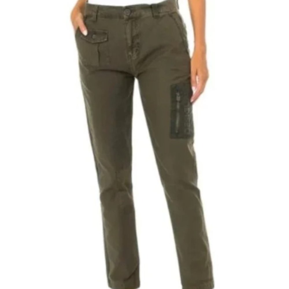 NWT - Comfortable, Desigual Straight Leg Olive Jeans, 36 EU